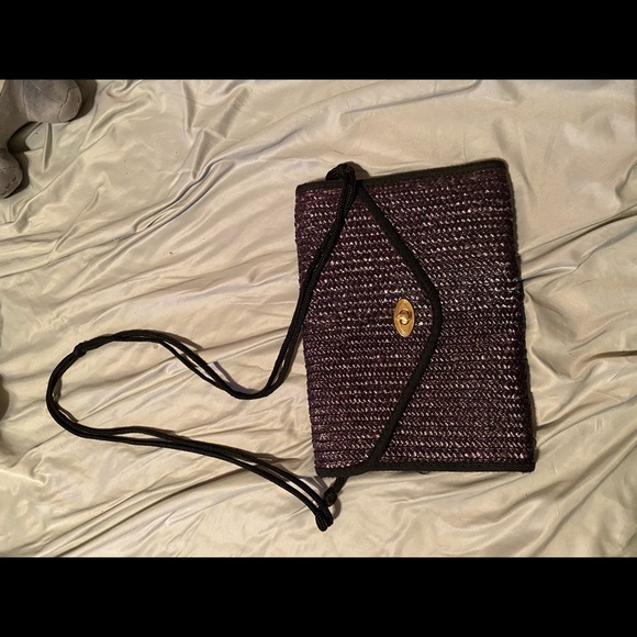 *Donated* Black Straw Clutch & Crossbody - Picture 7 of 10